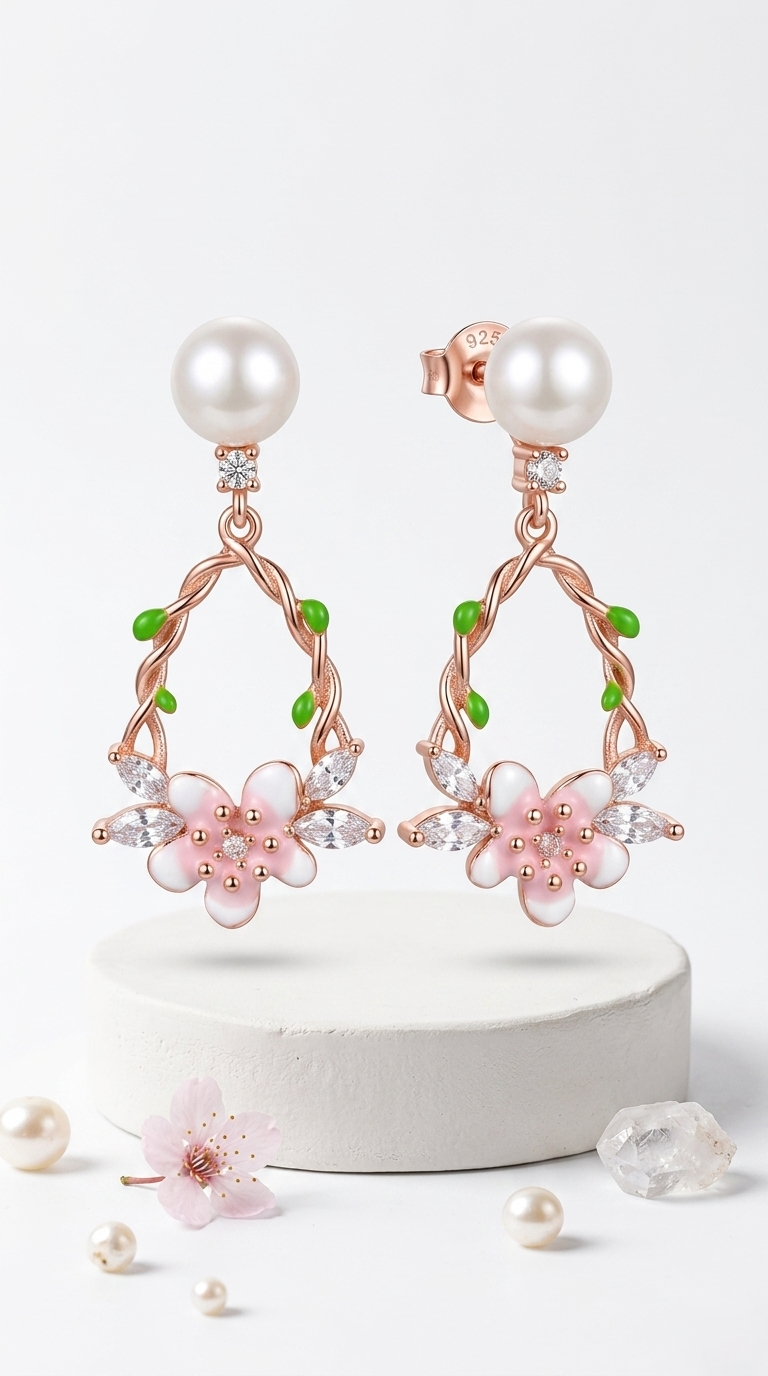 Sakura Halo Earrings | 925 Sterling Silver