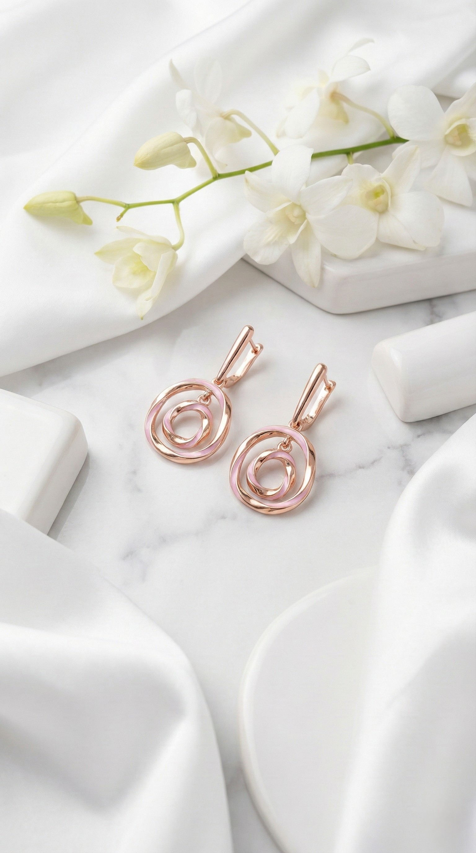 Aera Rosé Spiral Drop Earrings | 925 Sterling Silver