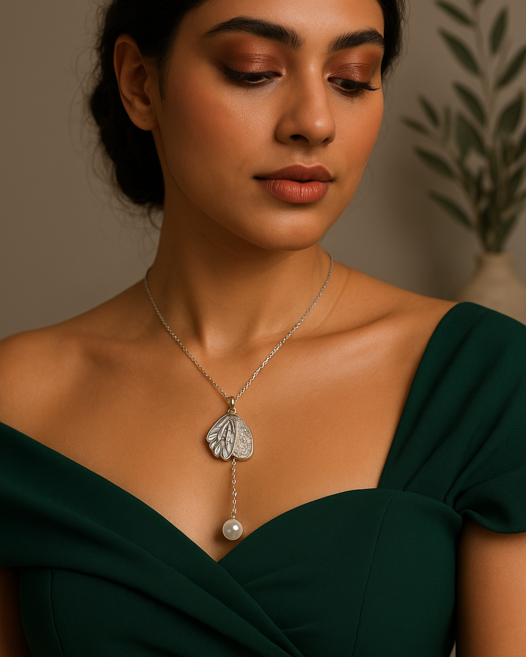 Celeste Wing Pearl Necklace | 925 Sterling Silver