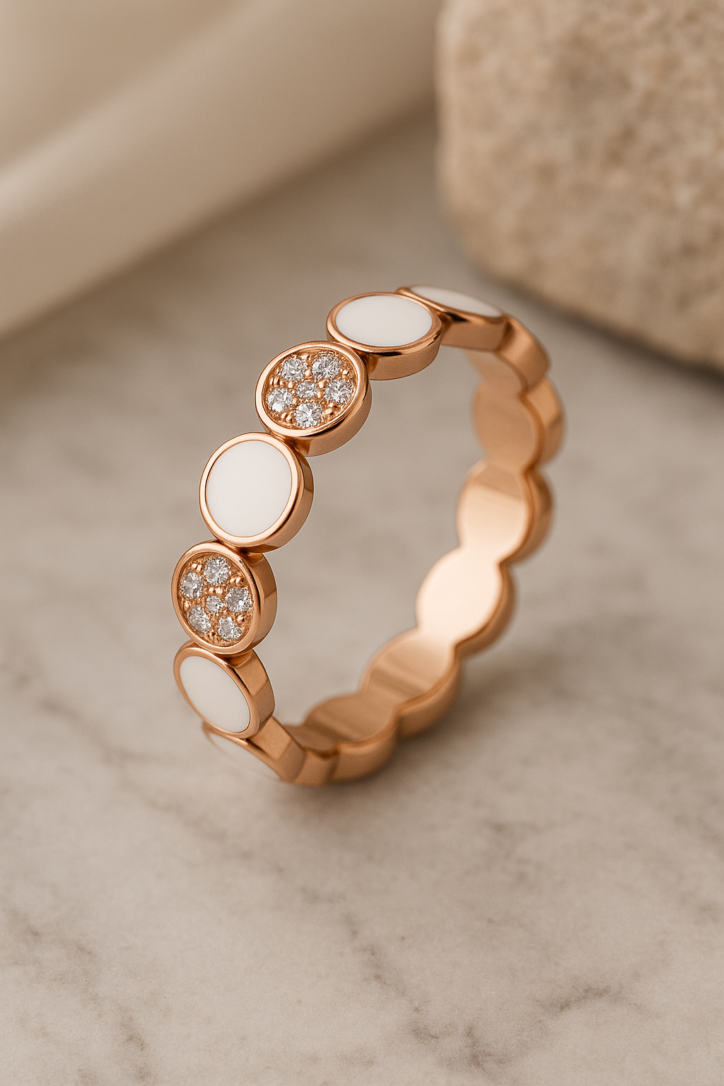 Lumière Pavé Enamel Ring - Sterling Silver