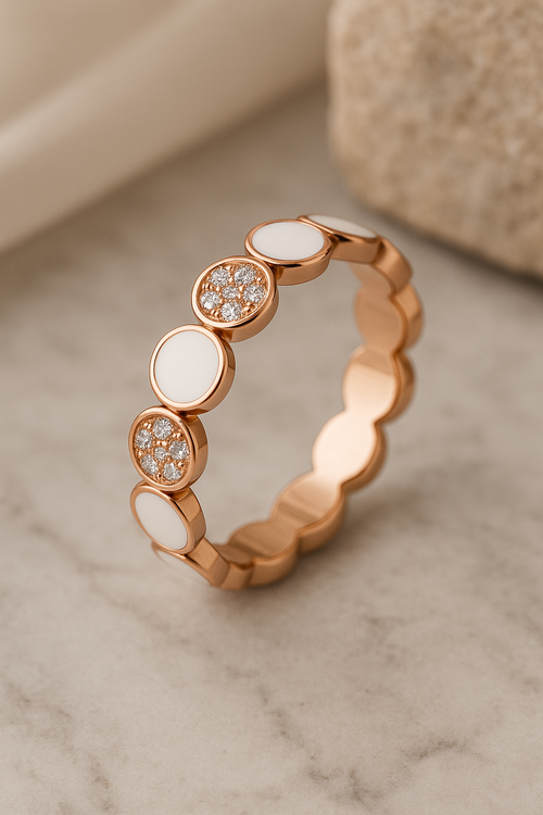 Lumière Pavé Enamel Ring - Sterling Silver