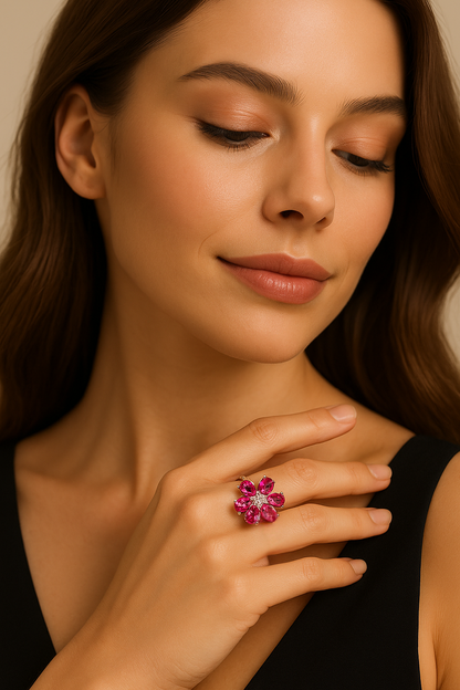 Rosette Bloom Ring - Sterling Silver