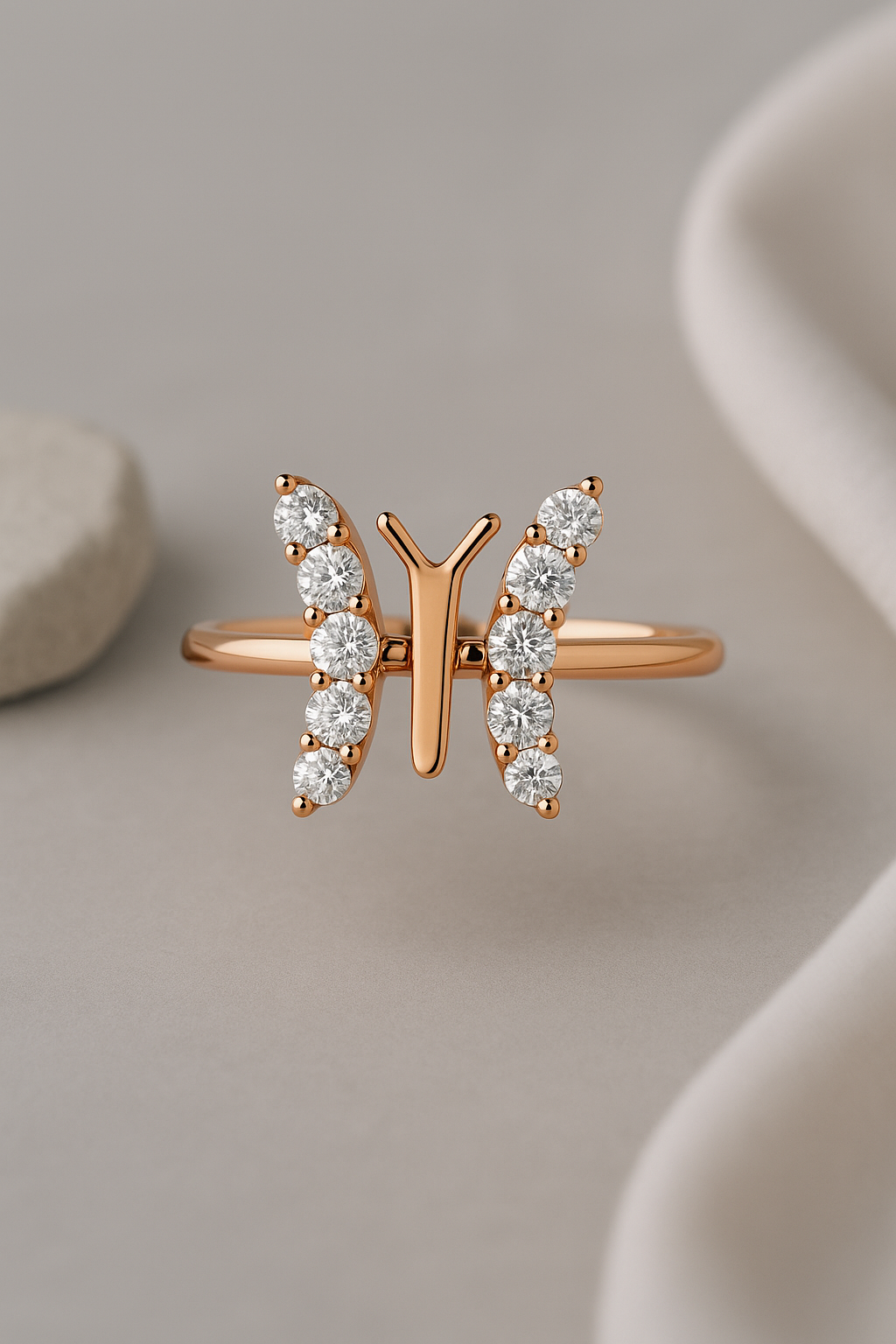 Rosé Flutter Butterfly Ring - Sterling Silver