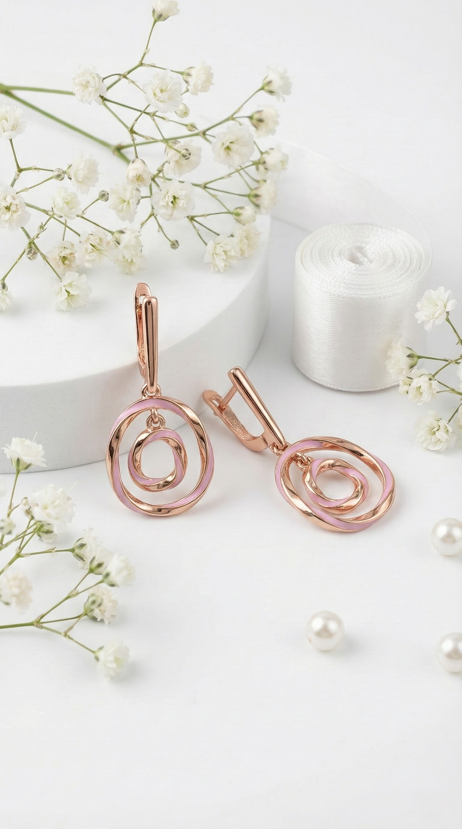 Aera Rosé Spiral Drop Earrings | 925 Sterling Silver