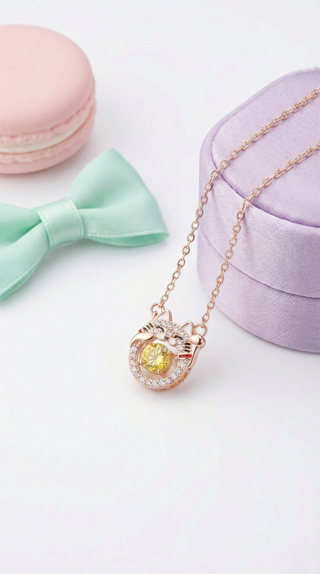 Miso Cat Halo Necklace | 925 Sterling  Silver