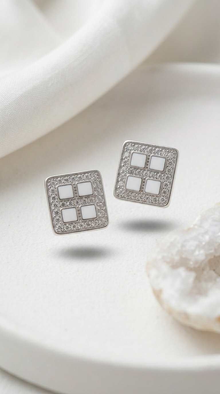 Orin Grid Studs | 925 Sterling Silver