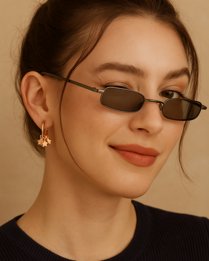 Celestial Star Hoop Earrings Sterling Silver