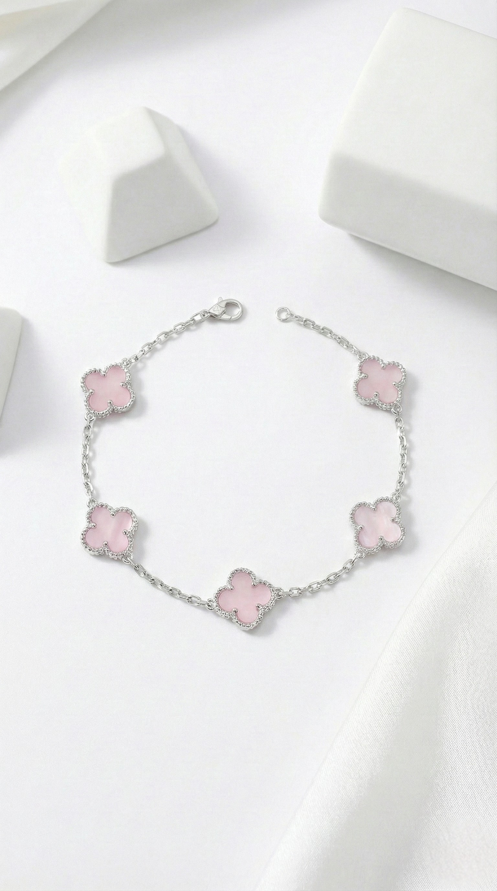 Blush Pink Clover Bracelet | 925 Sterling Silver