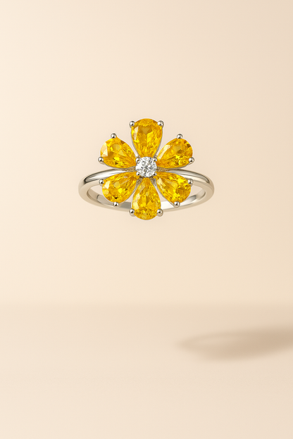 Sunlit Bloom Radiance Ring - Sterling Silver