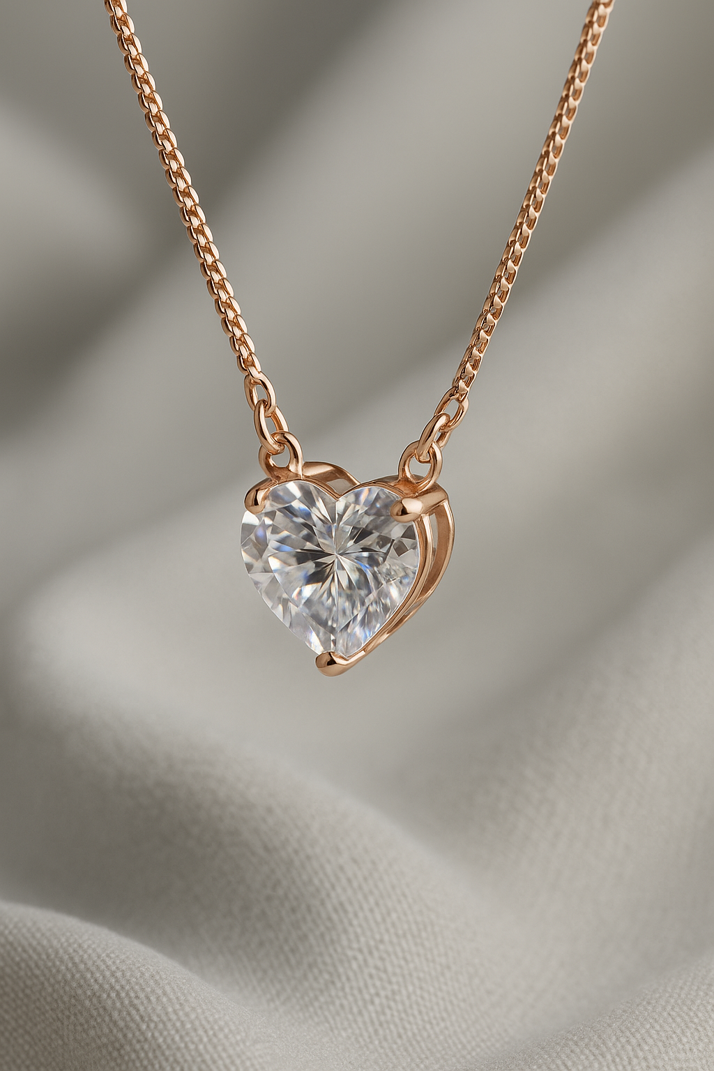 Amora Heart Solitaire Necklace Sterling Silver