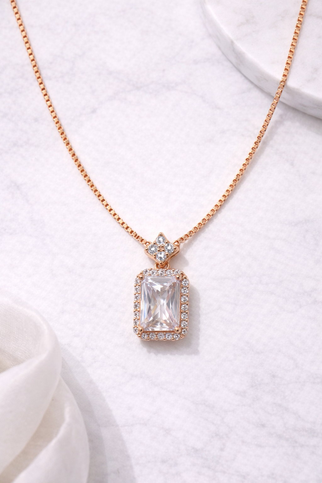 Elara Radiant Halo Necklace | 925 Sterling Silver