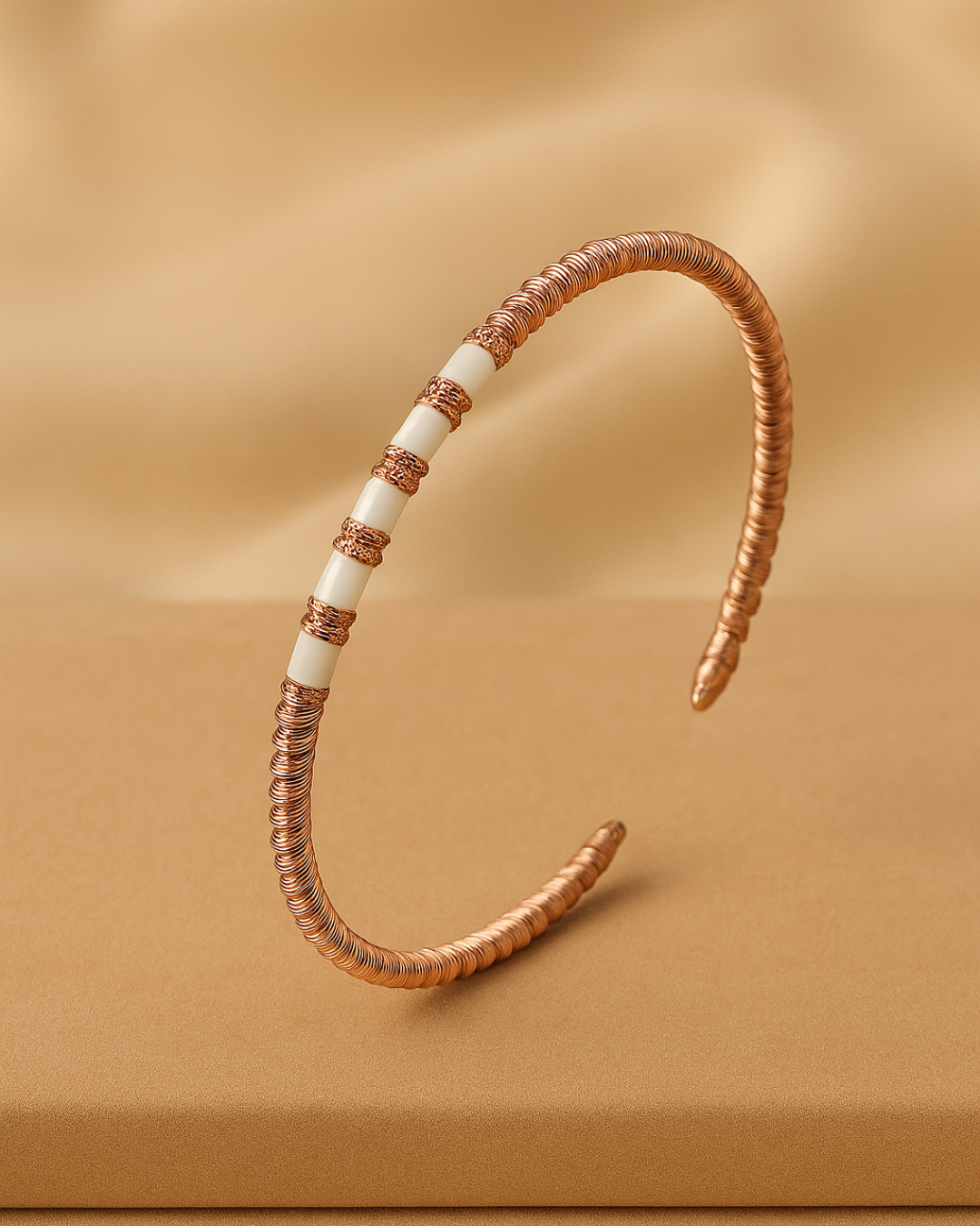 Spiral Grace Enamel Cuff Kada Sterling Silver