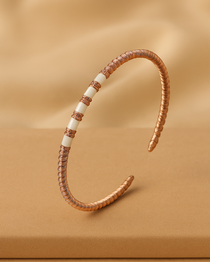 Spiral Grace Enamel Cuff Kada Sterling Silver