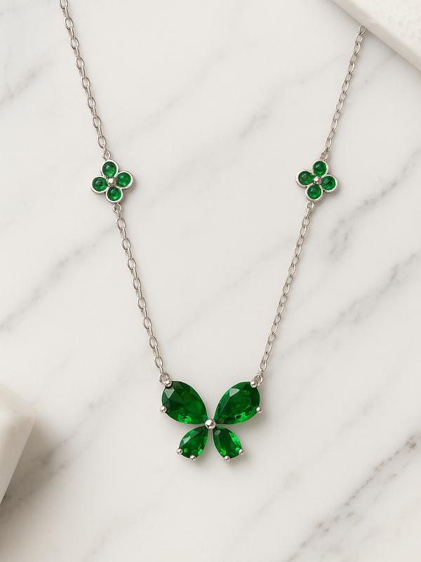 Ivy Wing Solitaire Necklace | 925 Sterling Silver