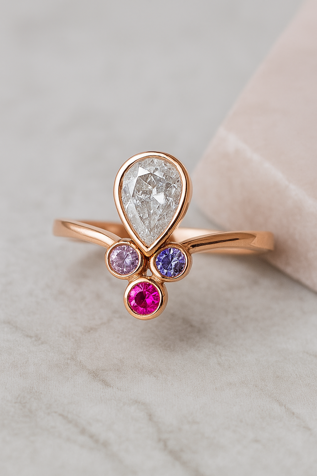 Aurora Dewdrop Multigem Ring - Sterling Silver