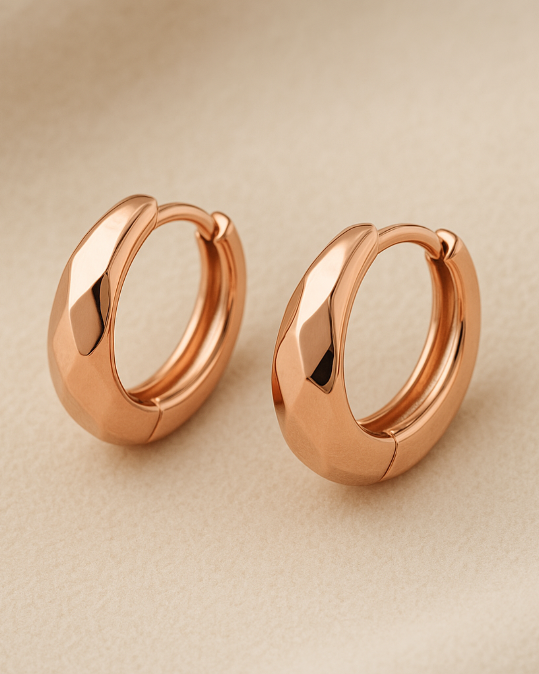 Eterna Faceted Rose Gold Hoops - Demi Fine