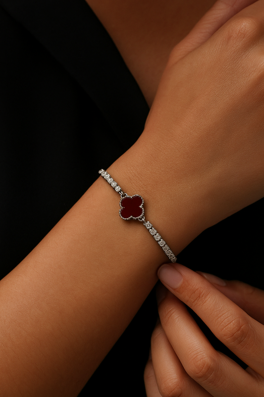 Garnet Clover Bracelet