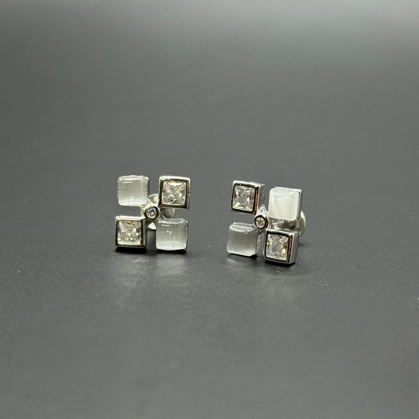 Geometric Stone Studd Earrings