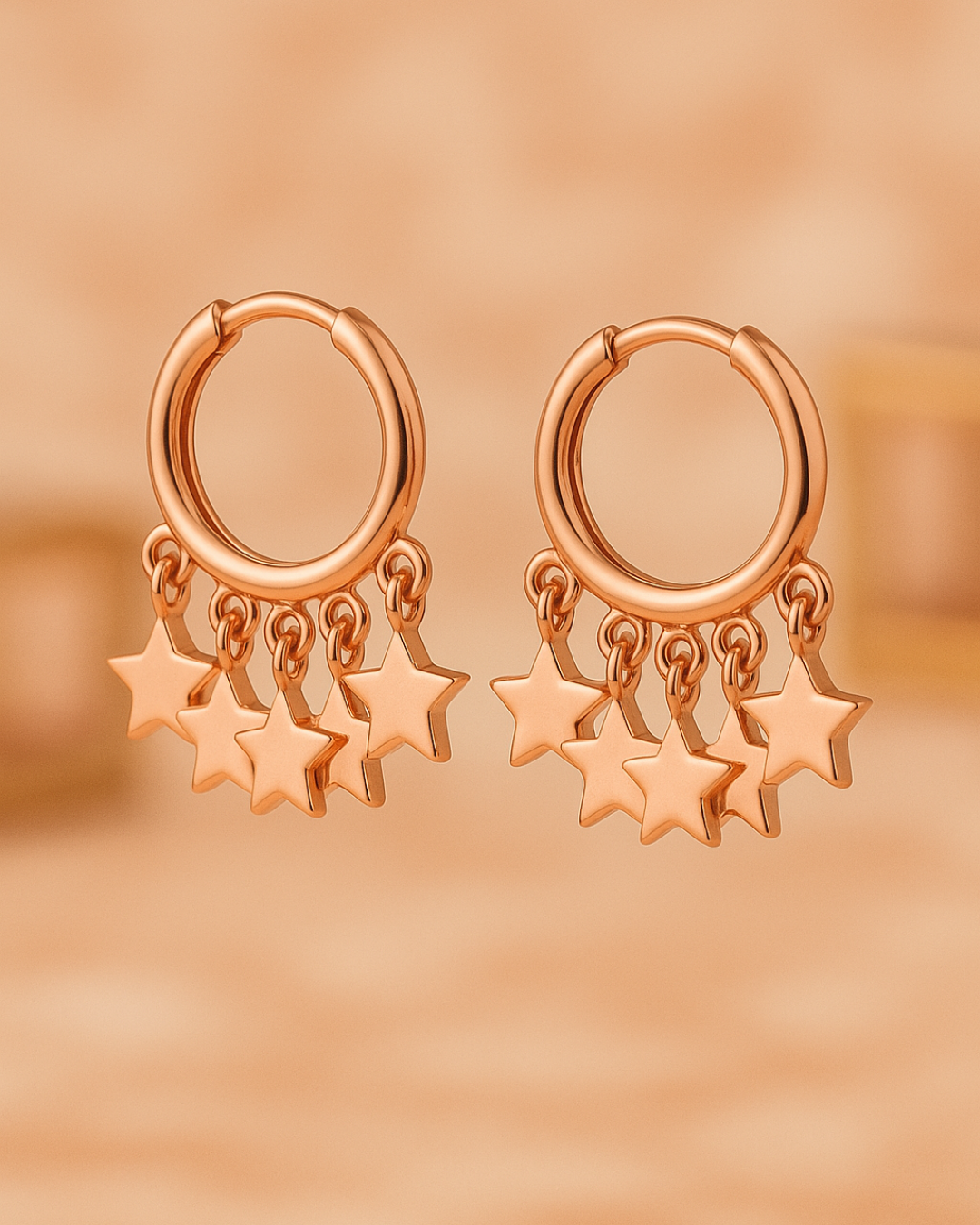 Celestial Star Hoop Earrings Sterling Silver