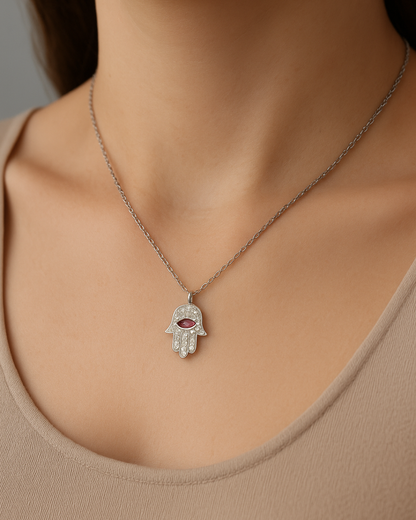 Celeste Hamsa Necklace Sterling Silver
