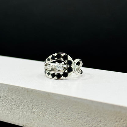 Onyx & Ivory Horseshoe Ring