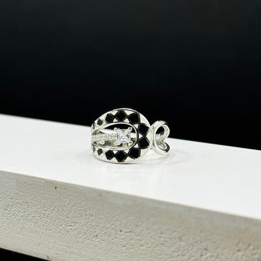 Onyx & Ivory Horseshoe Ring