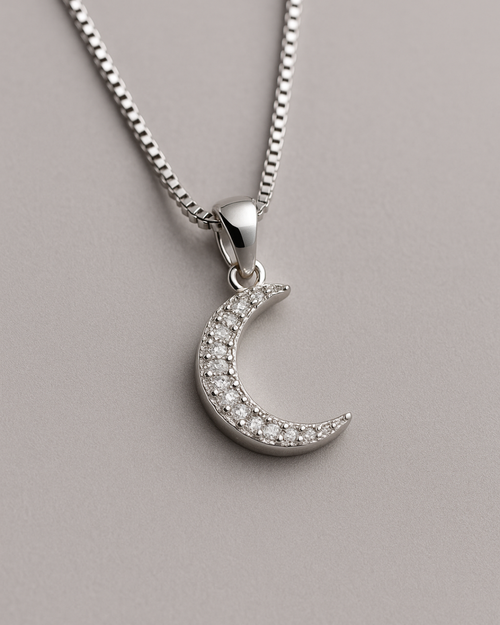 Celestial Crescent Necklace Sterling Silver