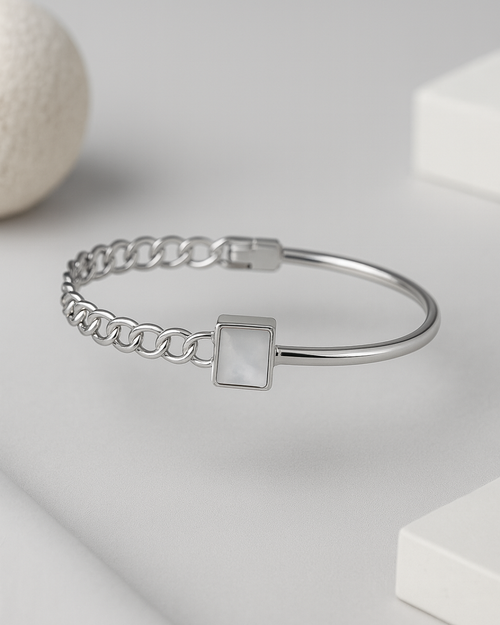 Chic Silver & Mother of Pearl Link Kada