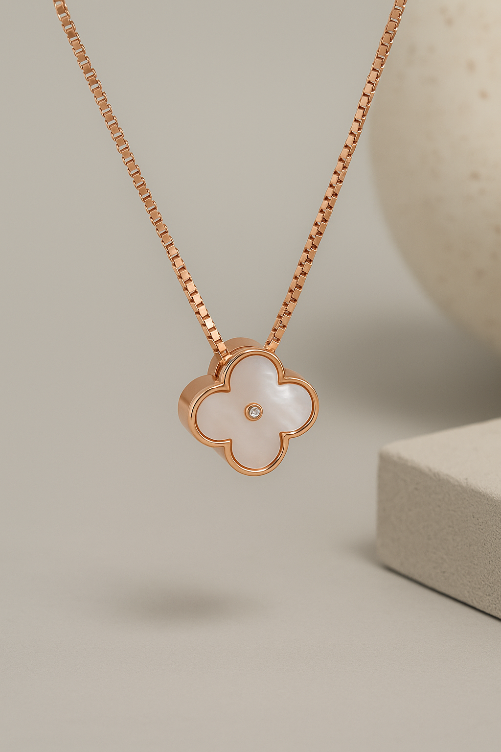 Petite Clover Pearl Necklace Sterling Silver