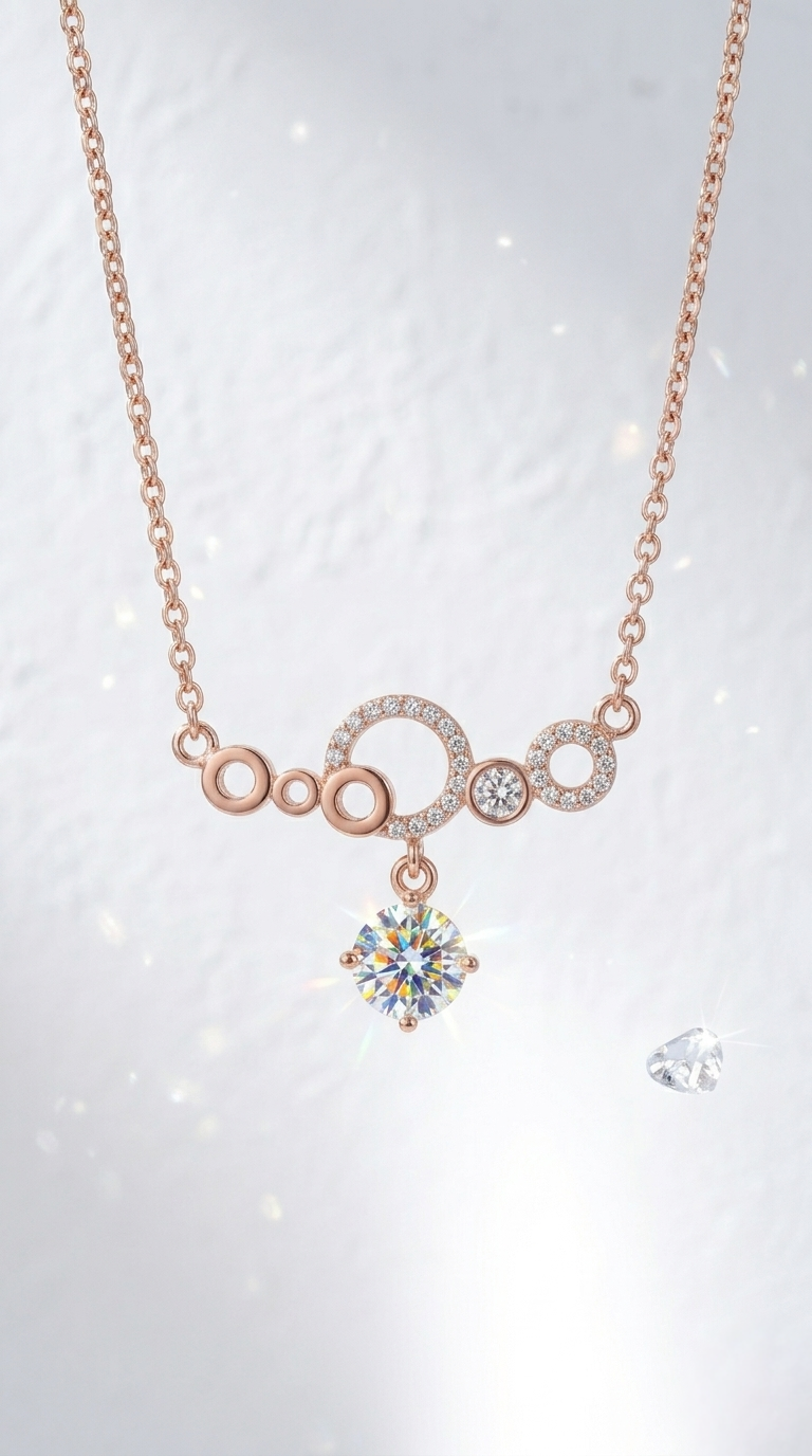Aurelle Orbit Drop Necklace | 925 Sterling Silver