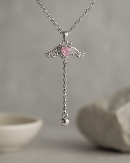 Celestia Winged Heart Necklace Sterling Silver