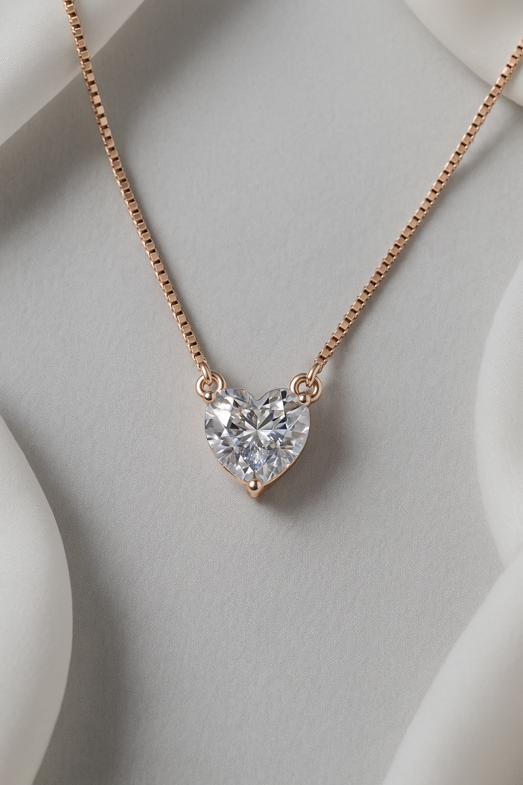 Amora Heart Solitaire Necklace Sterling Silver