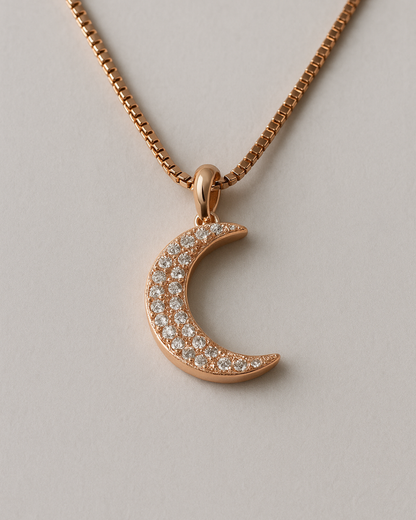 Crescent Sparkle Necklace Sterling Silver