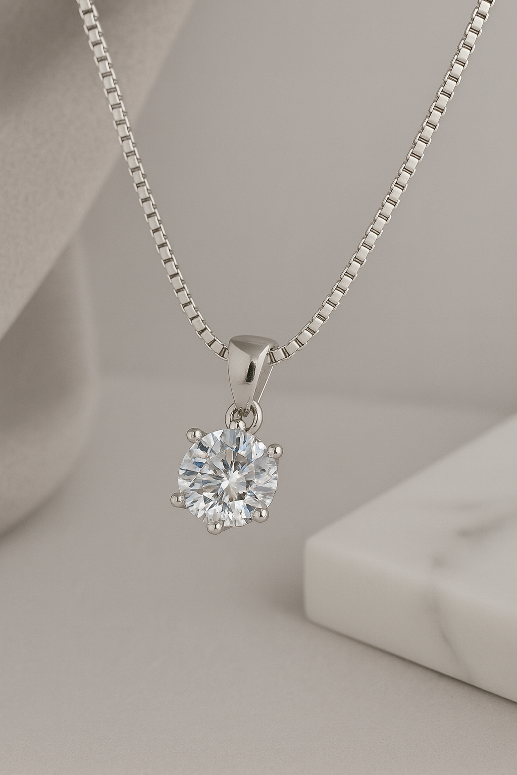 Aurora Classic Solitaire Necklace Sterling Silver
