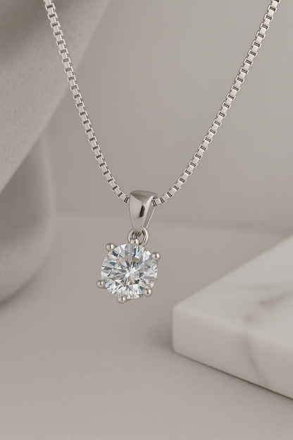 Aurora Classic Solitaire Necklace Sterling Silver