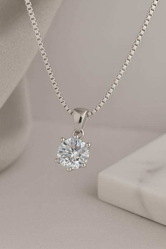 Aurora Classic Solitaire Necklace Sterling Silver