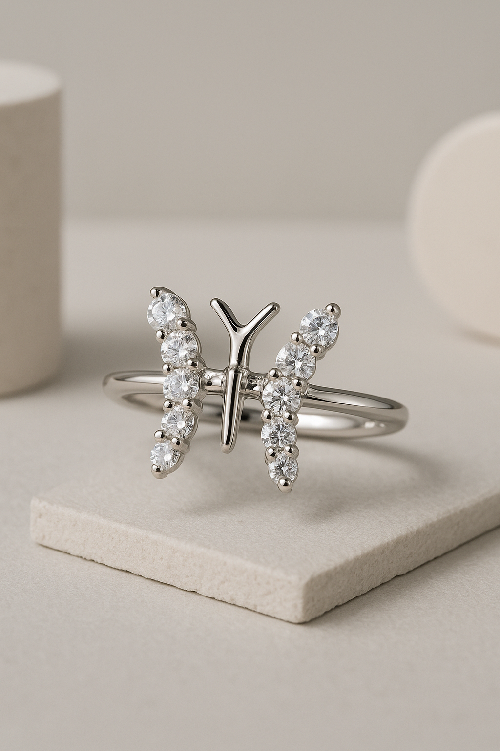 Lumi Frost Butterfly Ring - Sterling Silver