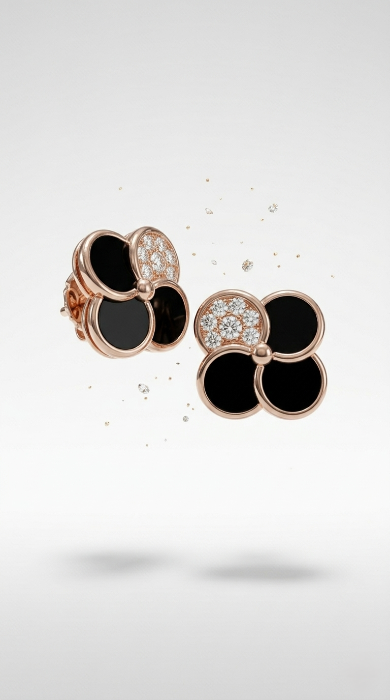 Noir Clover Stud Earrings | 925 Sterling Silver