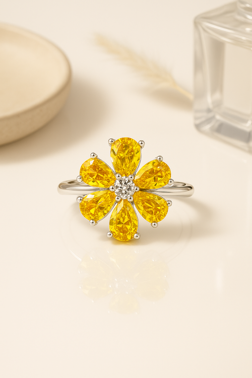 Sunlit Bloom Radiance Ring - Sterling Silver