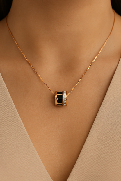 Roma Luxe Barrel Necklace Sterling Silver