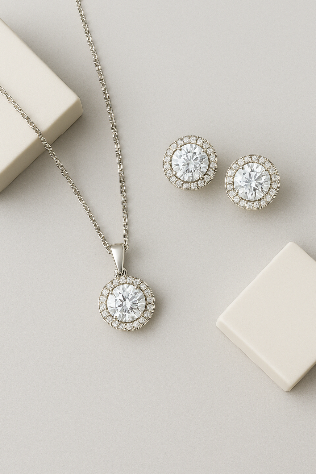 Lumière Frosted Halo Set | 925 Sterling Silver