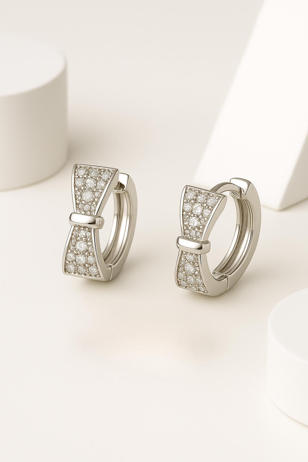 Pavé Bow Huggie Earrings | 925 Sterling Silver
