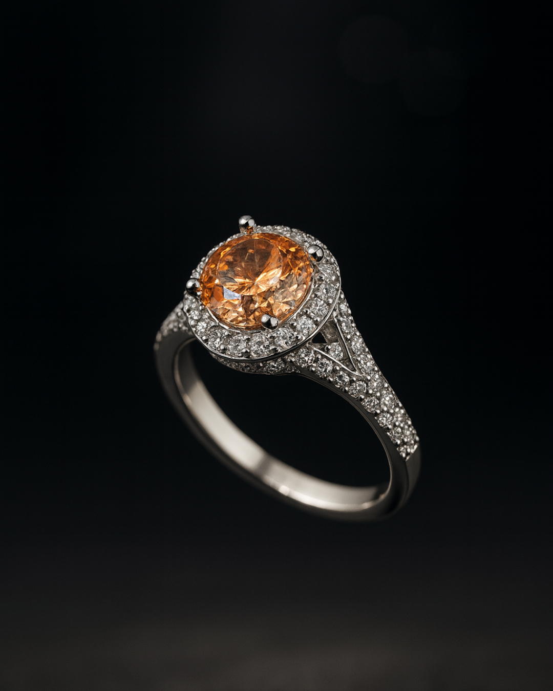 Golden Radiance Halo Ring | 925 Sterling Silver