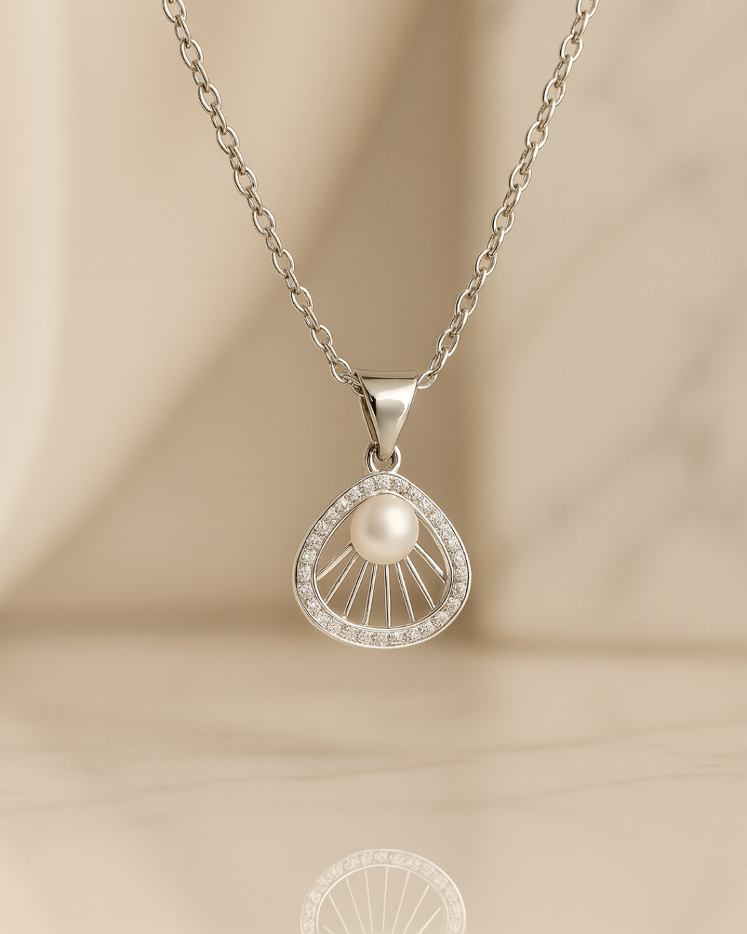 Sunburst Pearl Sterling Silver Necklace