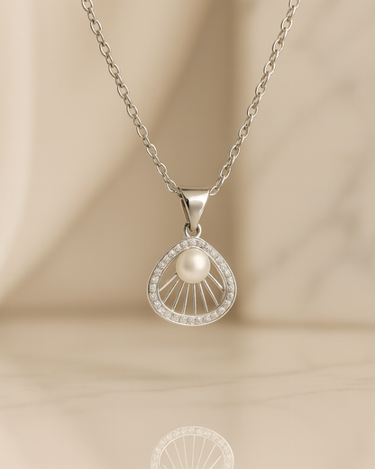 Sunburst Pearl Sterling Silver Necklace