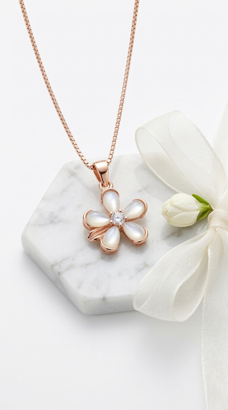 Evara Petal Pearl Pendant | 925 Sterling Silver