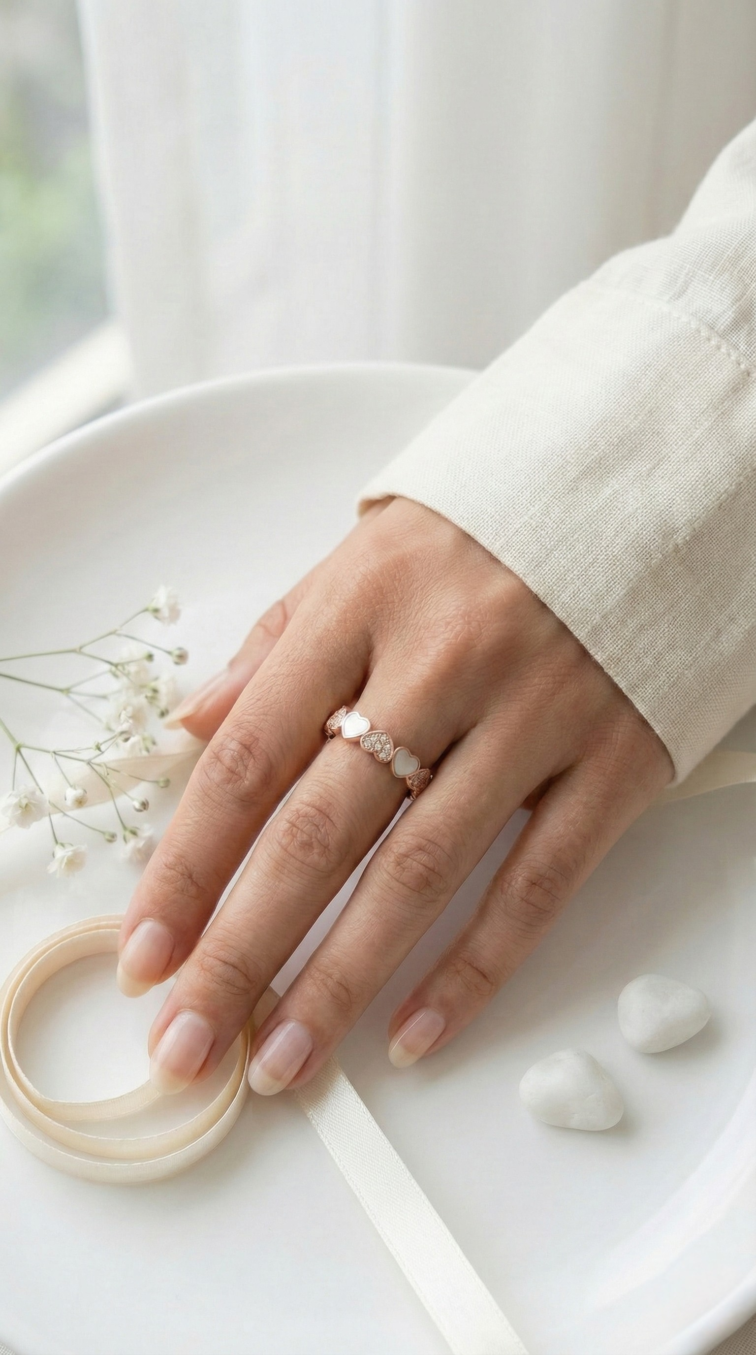 Amour Halo Heart Band | 925 Sterling Silver