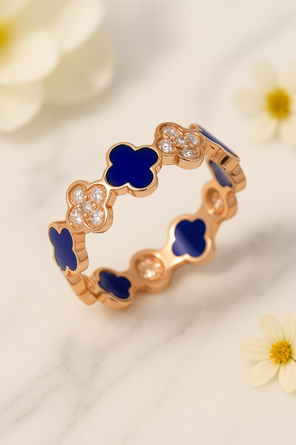 Bleu Royale Clover Ring - Sterling Silver