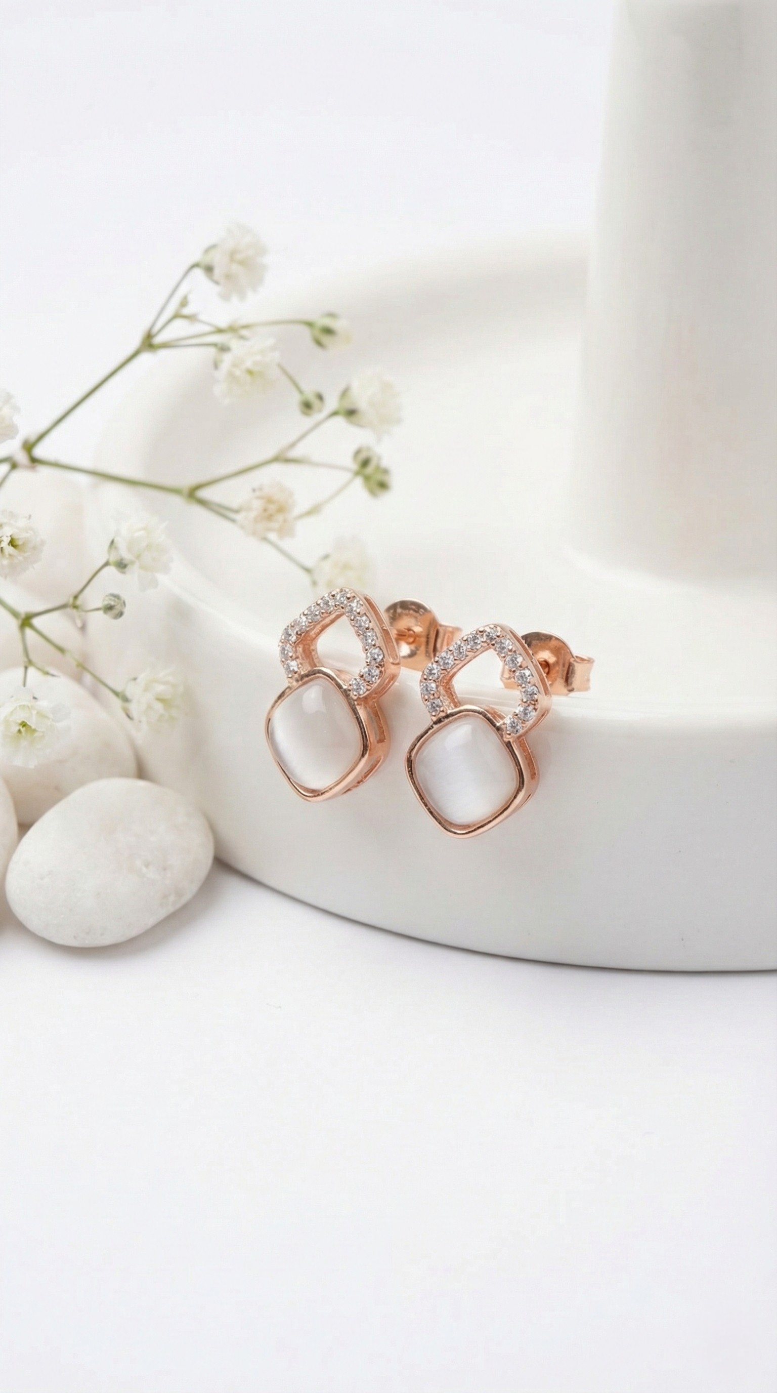 Nysa Halo Stud Earrings | 925 Sterling Silver