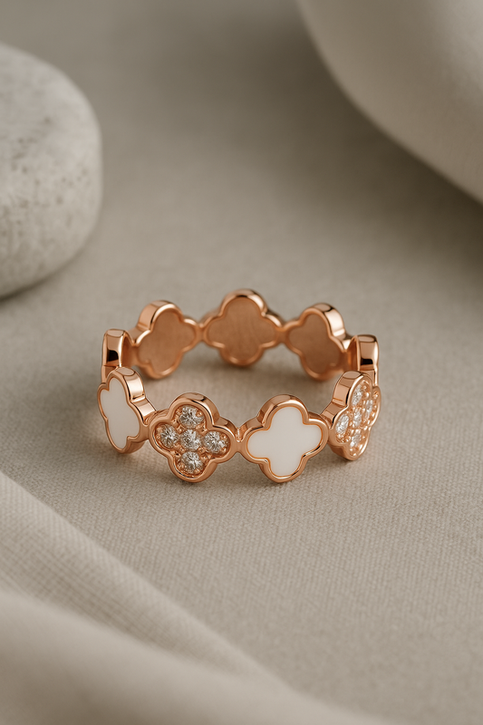 Rosé Éclat Clover Band - Sterling Silver